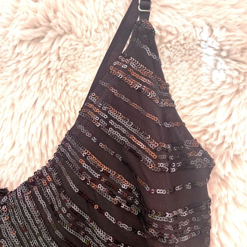 Lulu's Black Beaded Sequin Chevron Midi Dress - Picture 8 of 11